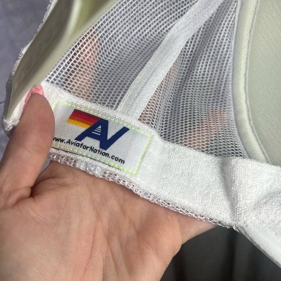 Aviator Nation Venice CA Trucker Hat White Rainbow Patch Mesh Snapback - Picture 8 of 9